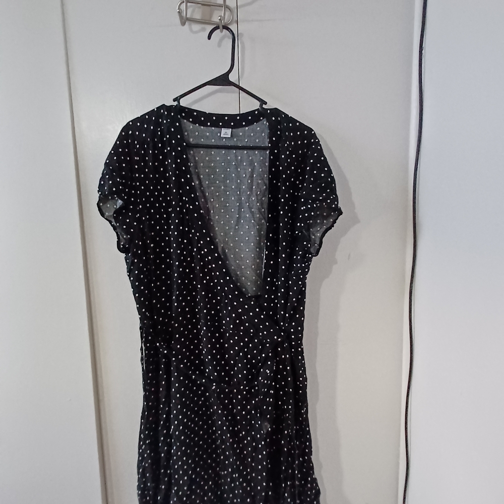 Old Navy Black Dress with White Polka Dots